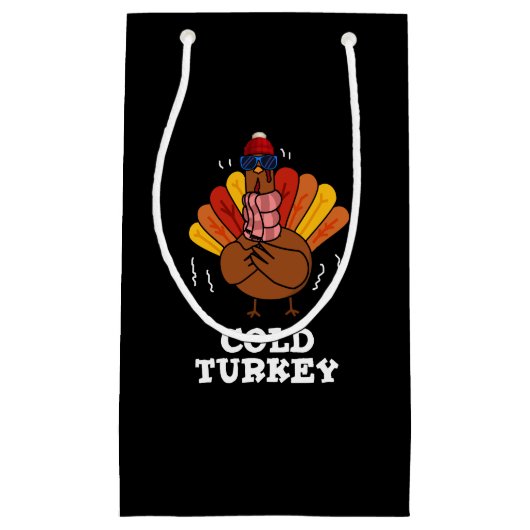 Cold Turkey Funny Animal Pun Dark BG Klein Cadeauzakje (Voorkant)