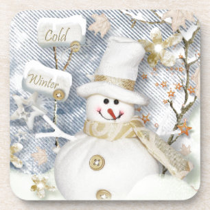 Cold Winter Snowman Bier Onderzetter