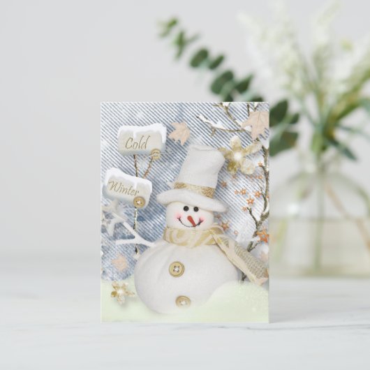 Cold Winter Snowman Briefkaart (Staand voorkant)