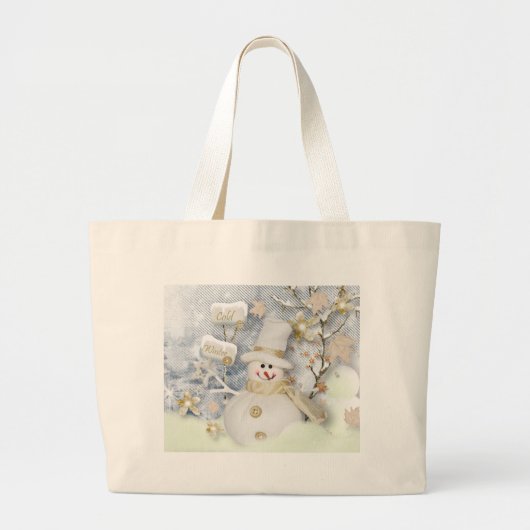 Cold Winter Snowman Grote Tote Bag (Voorkant)