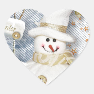 Cold Winter Snowman Hart Sticker