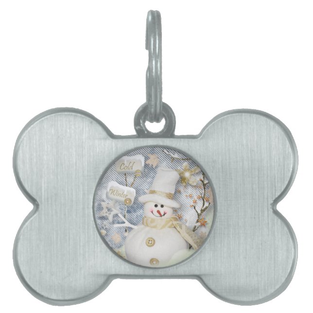 Cold Winter Snowman Huisdieren Naamplaatje (voorkant)