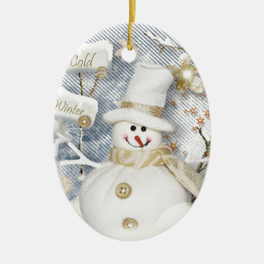 Cold Winter Snowman Keramisch Ornament (Voorkant)
