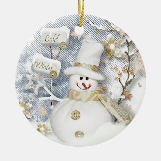 Cold Winter Snowman Keramisch Ornament (Voorkant)