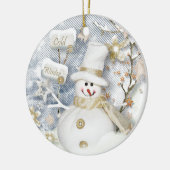 Cold Winter Snowman Keramisch Ornament (Links)