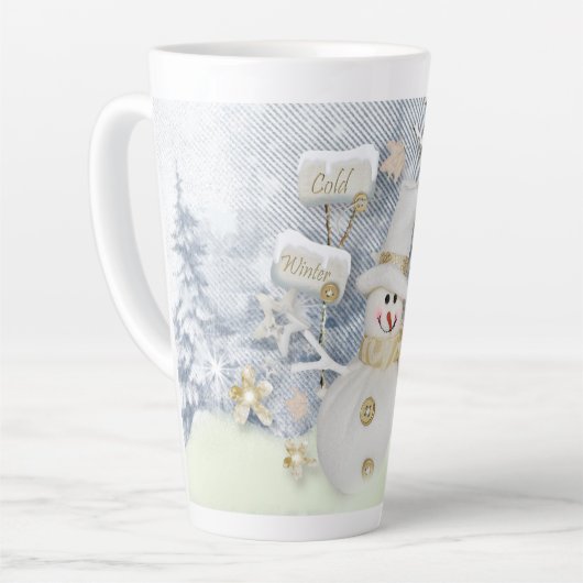Cold Winter Snowman Latte Mok (Linkerhoek)