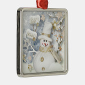 Cold Winter Snowman Metalen Ornament (Rechts)