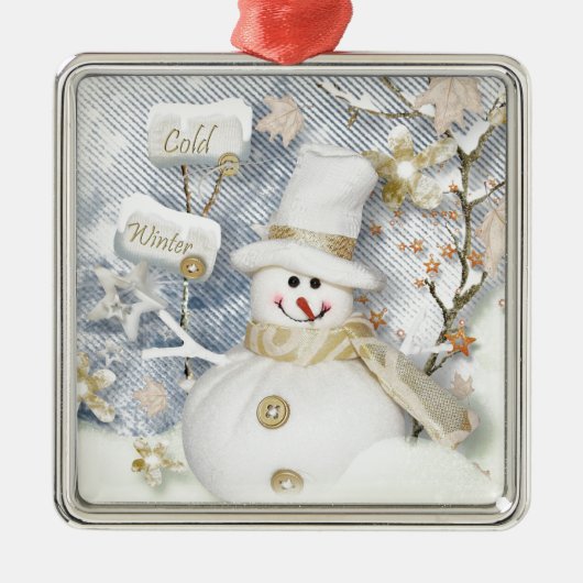 Cold Winter Snowman Metalen Ornament (Voorkant)