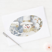 Cold Winter Snowman Ovale Sticker (Envelop)