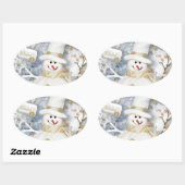 Cold Winter Snowman Ovale Sticker (Vel)
