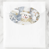 Cold Winter Snowman Ovale Sticker (Tas)