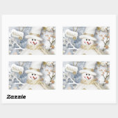Cold Winter Snowman Rechthoekige Sticker (Vel)