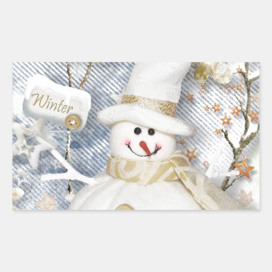 Cold Winter Snowman Rechthoekige Sticker (Voorkant)
