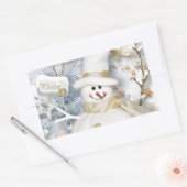 Cold Winter Snowman Rechthoekige Sticker (Envelop)