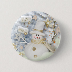 Cold Winter Snowman Ronde Button 5,7 Cm