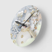 Cold Winter Snowman Ronde Klok (Hoek)