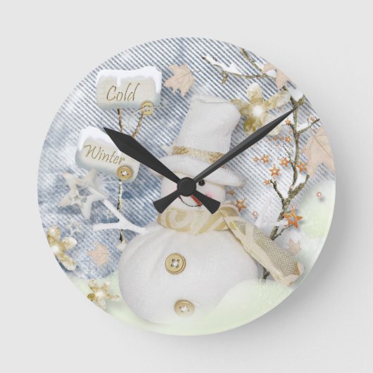 Cold Winter Snowman Ronde Klok (Voorkant)