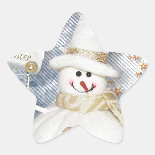 Cold Winter Snowman Ster Sticker (Voorkant)