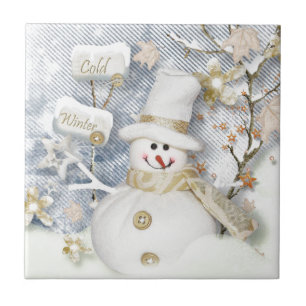 Cold Winter Snowman Tegeltje