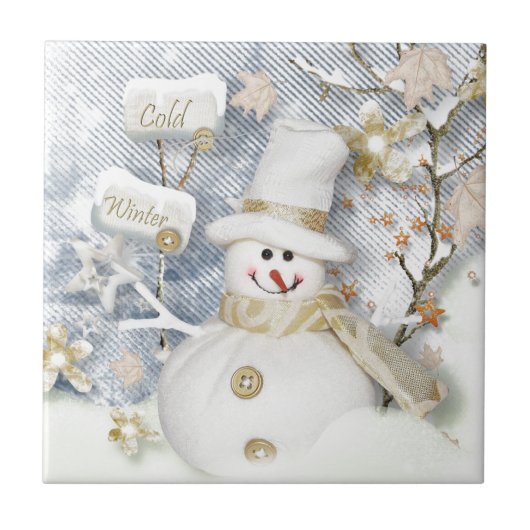 Cold Winter Snowman Tegeltje (Voorkant)