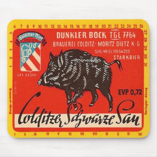 Colditzer Schwarze Sau Muismat (Voorkant)