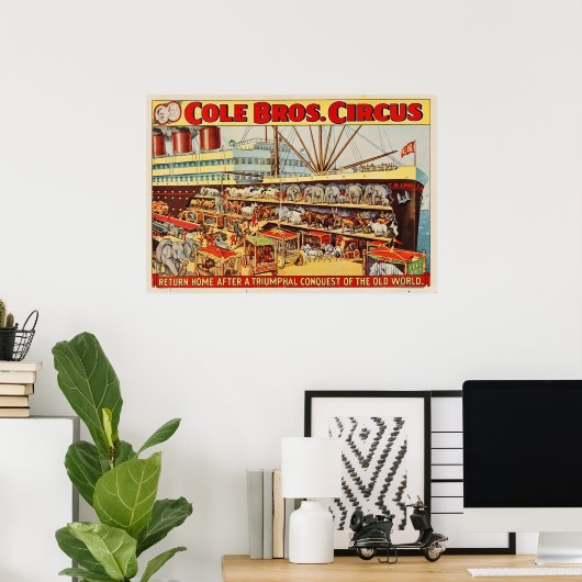 Cole Bros Circus geeft Home Poster (Thuiskantoor)