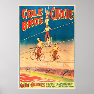 COLE BROTHERS CIRCUS Aerial Acrobat  Show Poster