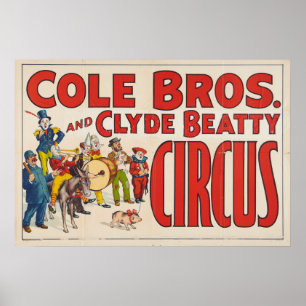 Cole Brothers en Clyde Beatty Circus Poster