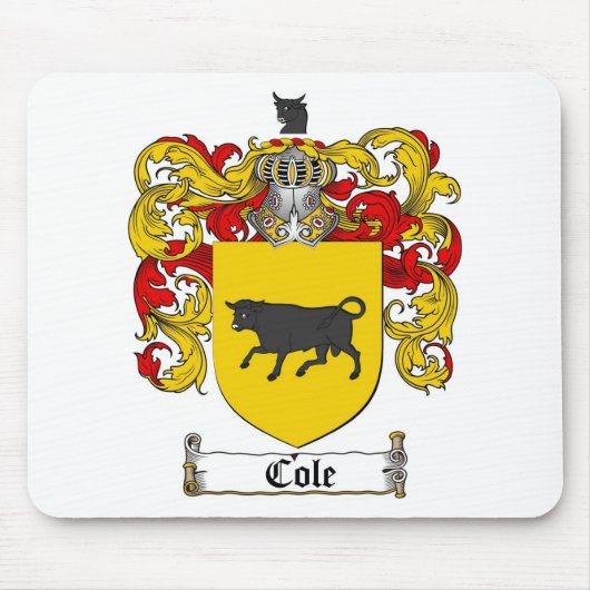 COLE FAMILY CREST - COLE COAT OF ARMS MUISMAT (Voorkant)