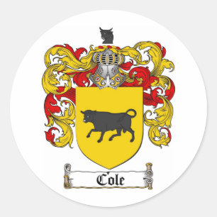 COLE FAMILY CREST - COLE COAT OF ARMS RONDE STICKER