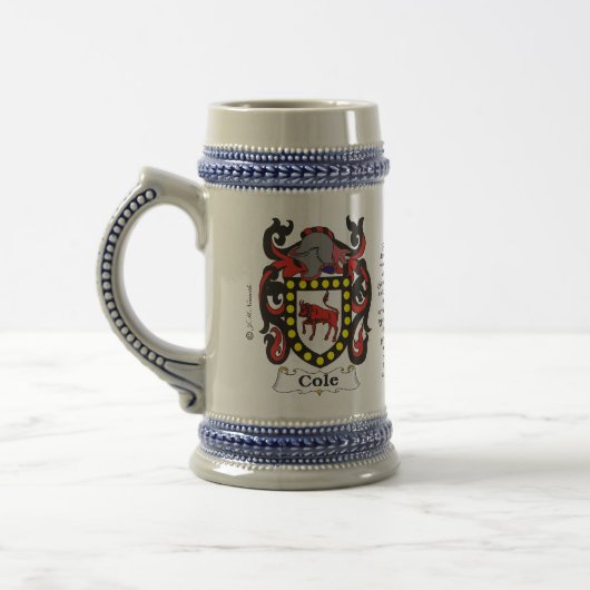 Cole Family Crest Stein Bierpul (Links)