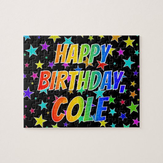 "COLE" Voornaam, geun "HAPPY BIRTHDAY" Legpuzzel (Horizontaal)