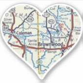 Coleman en Brownwood TX kaart Sticker (Voorkant)