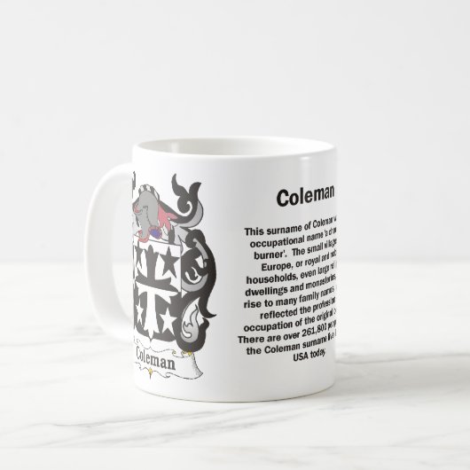 Coleman Family Crest op een mok (Voorkant links)