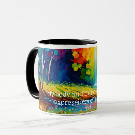 Colerful mantra mok om je ware waarde te realisere (Voorkant links)