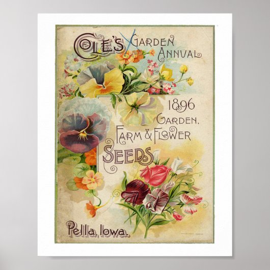 Coles Garden 1896 Tuin, Boerderij en ventilator Poster (Voorkant)