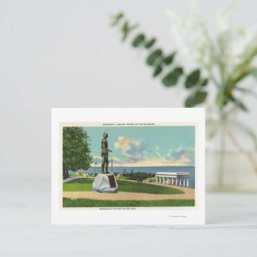 Coles Hill Uitzicht van het Massasoit-standbeeld Briefkaart (Staand voorkant)