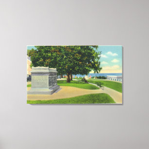 Coles Hill Uitzicht van Mayflower Burial Monument Canvas Afdruk