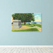 Coles Hill Uitzicht van Mayflower Burial Monument Canvas Afdruk (Insitu (Houten vloer))