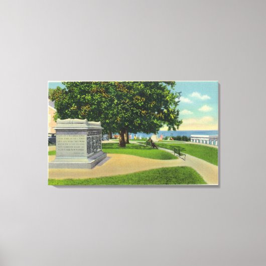 Coles Hill Uitzicht van Mayflower Burial Monument Canvas Afdruk (Voorkant)