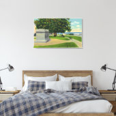 Coles Hill Uitzicht van Mayflower Burial Monument Canvas Afdruk (Insitu (Slaapkamer))