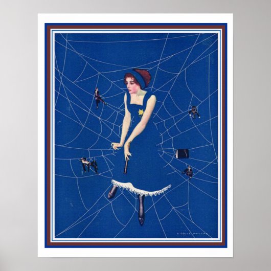 Coles Phillips Deco Spider Web Life Hoesje 16 x 20 Poster (Voorkant)