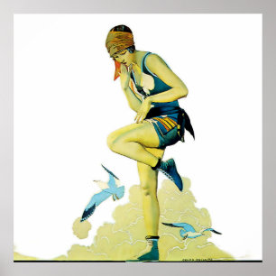 Coles Phillips "Fadeaway Girl" "A Quick Dip" Poster