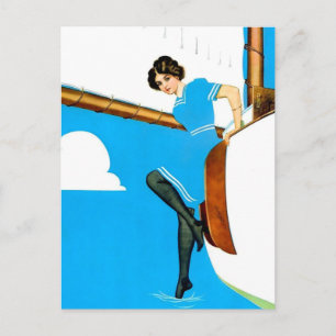 Coles Phillips "Fadeaway Girl" Art "Blue Sailing" Briefkaart
