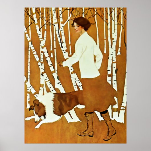 Coles Phillips "Fadeaway Girl" Autumn Walk Hoesje Poster (Voorkant)