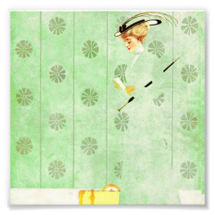 Coles Phillips ‘Fadeaway Girl’ “Groene Behang" Foto Afdruk