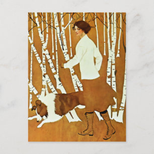 Coles Phillips ‘Fadeaway Girl’ Herfstwandeling Cov Briefkaart