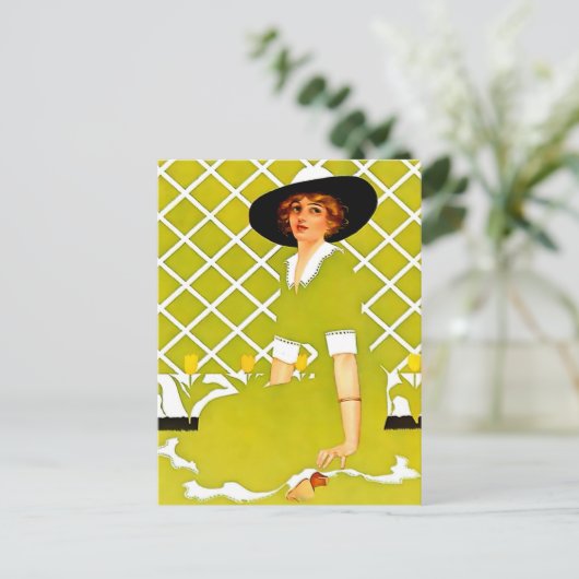 Coles Phillips ‘Fadeaway Girl’ “Lentetuin" Briefkaart (Staand voorkant)