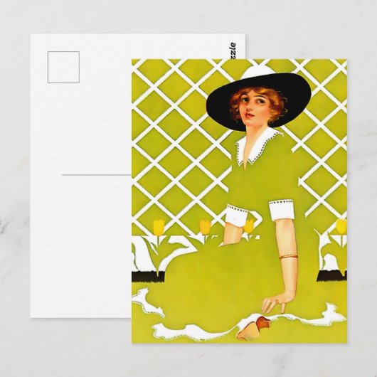 Coles Phillips ‘Fadeaway Girl’  “Lentetuin" Briefkaart (Voorkant / Achterkant)