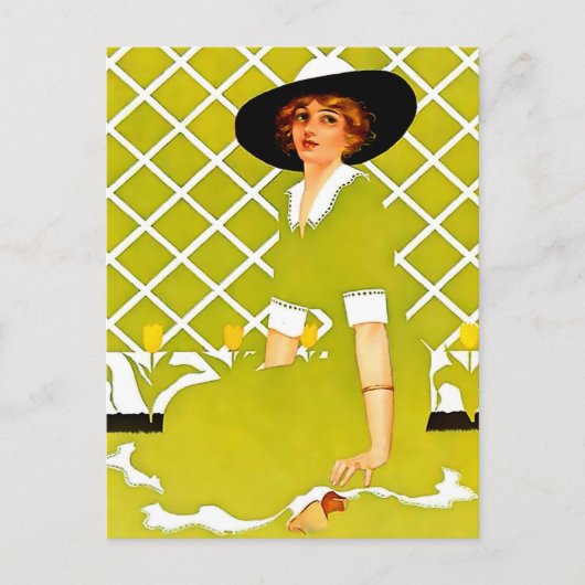 Coles Phillips ‘Fadeaway Girl’ “Lentetuin" Briefkaart (Voorkant)